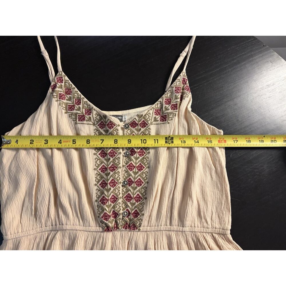 Earthbound Trading Co Boho Embroidered Mini Dress Women’s L Pink Festival Peasan - Picture 4 of 7
